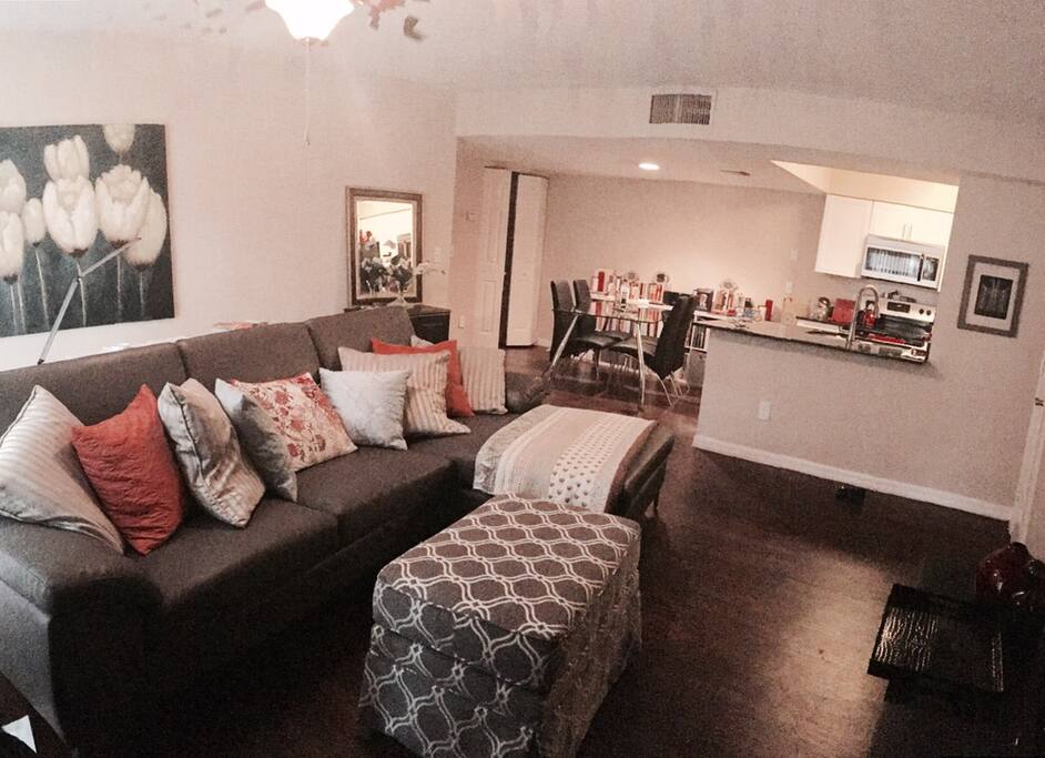 Living dining and kitchen areas