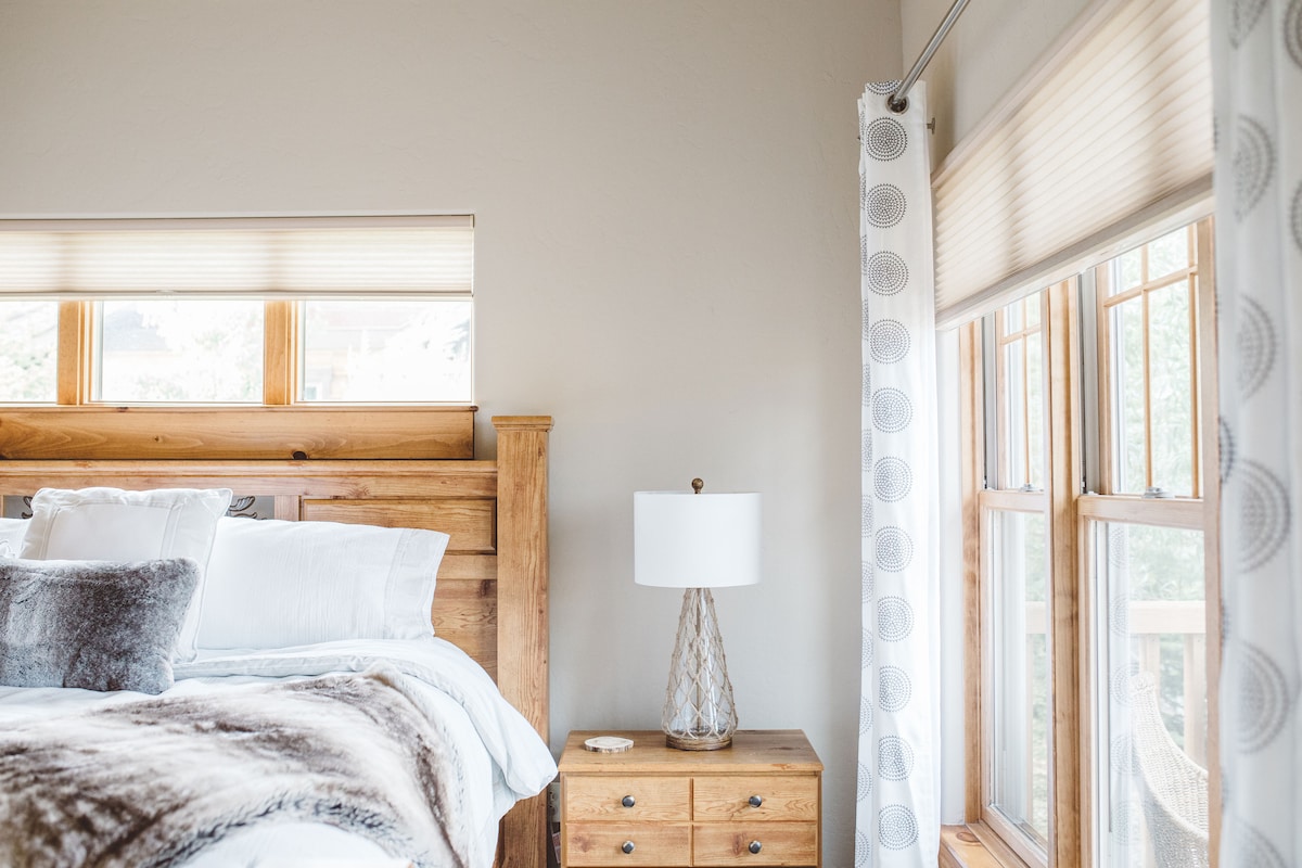 The master-suite (king bed) provides a semi-private patio, with delightful views to the south-east.