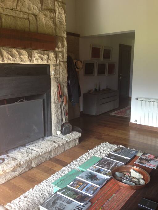 Cozy fireplace.