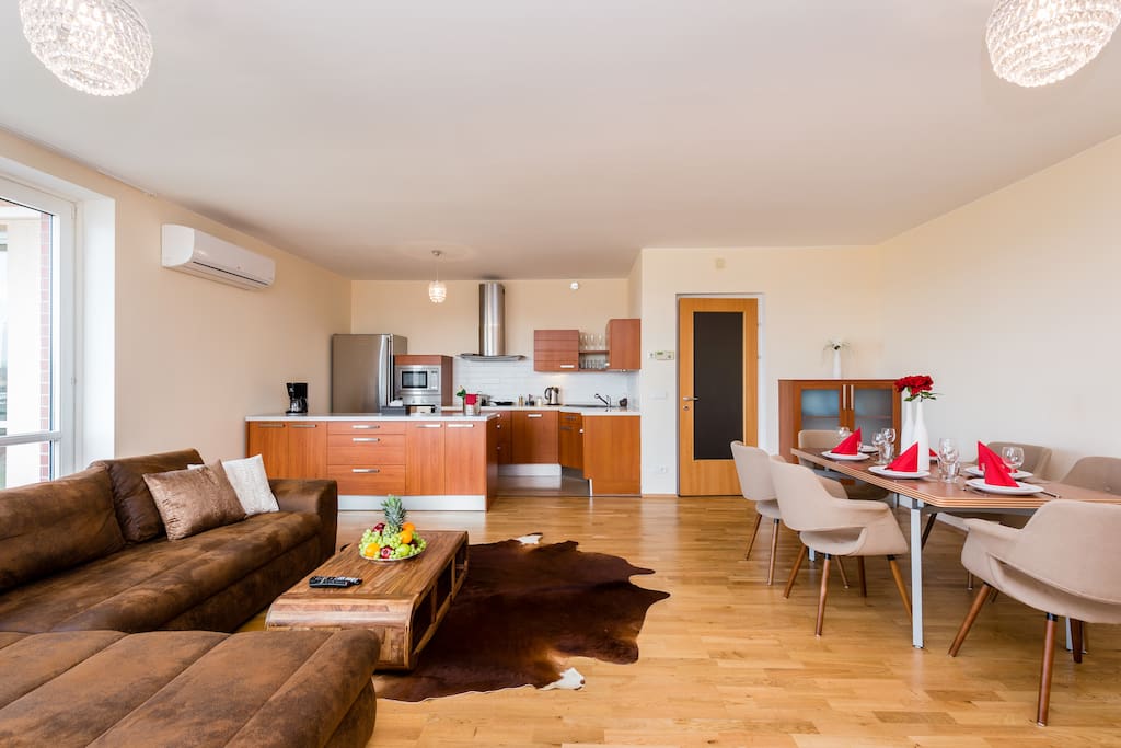 Living room with kitchen
