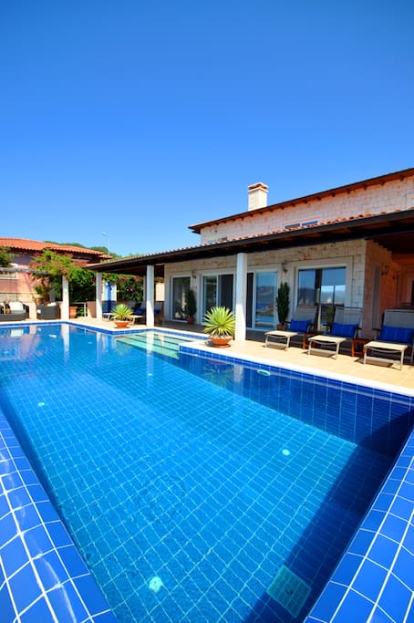 Pool and protected lounge area