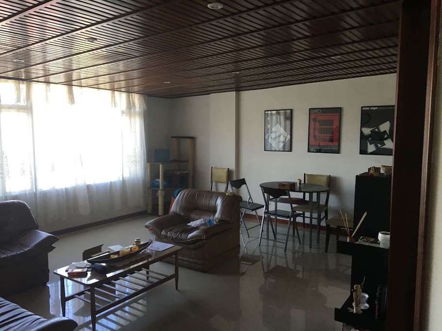 Living room and dinning space from the main doorway