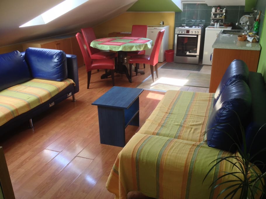 Living room, dining part and kitchen