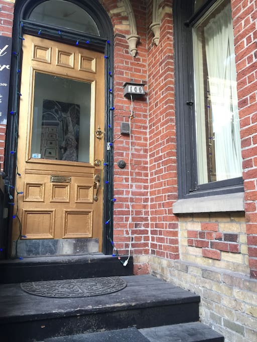 The gold front door. It has a coded entry which I will text you on the morning of your arrival.