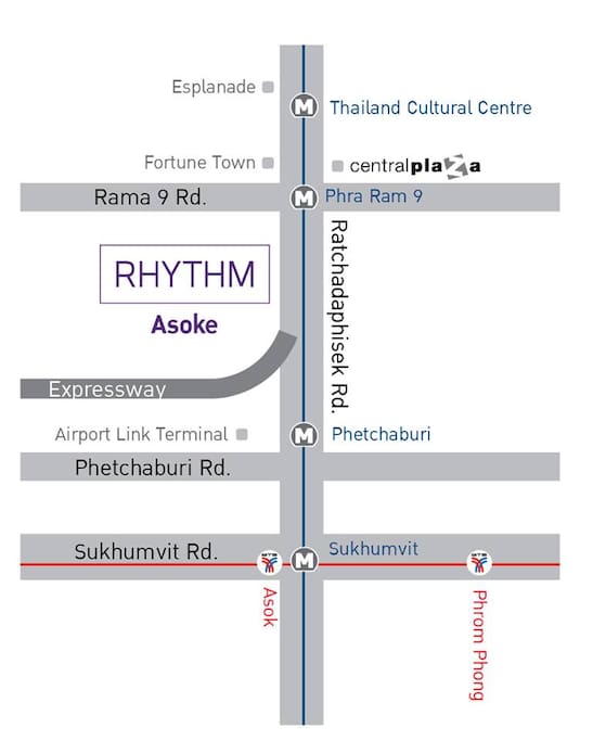 Map of Rythm Asoke
350 meters from Airport Link Station Makasan
300 meters from Central Rama 9
250 meters from Fortune IT Mall
250 meters from MRT Station Phraram 9... See More