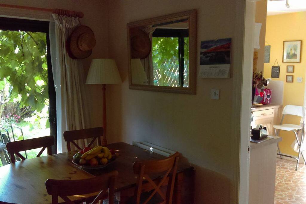 Full breakfast laid out for you to have at your leisure when you get up; shared dining room, patio to back garden; welcome to play the piano/acoustic guitars if respectful.