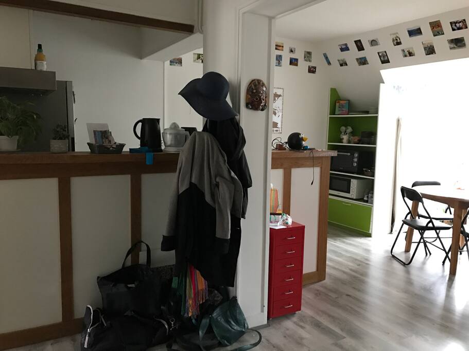 Vue de l'entrée. On vous fera une petite place sur le porte-manteaux !