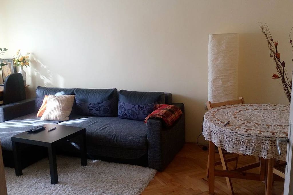 That sofa opens into a super comfortable double bed.