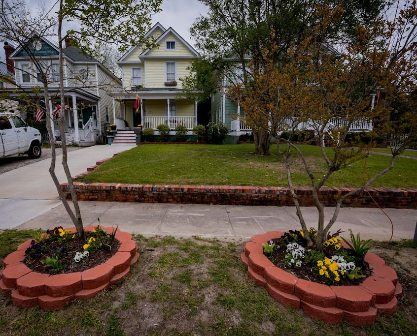 Flower beds front of home