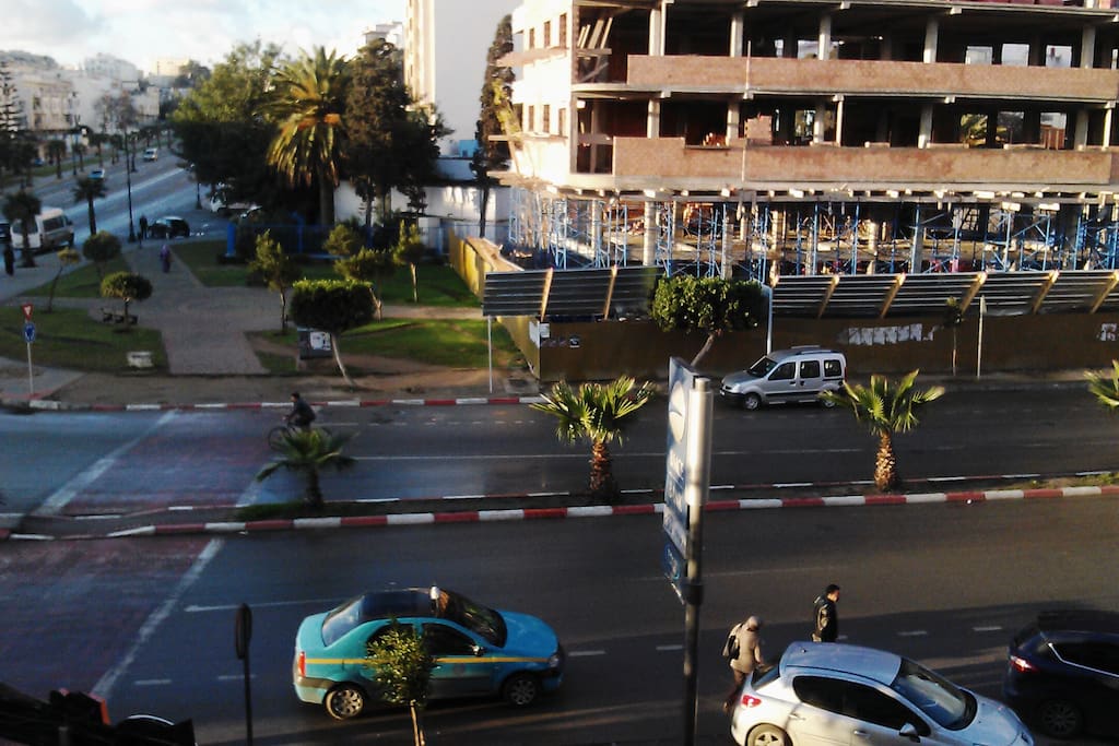 View from the balcony on the road where you can catch a cab or bus.