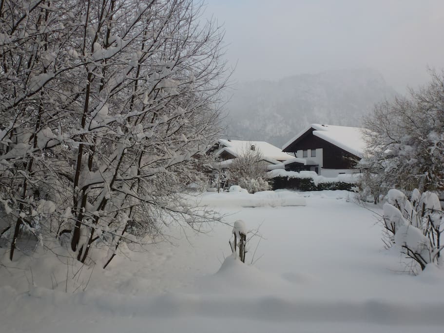 Aussicht von der Terasse im Winter