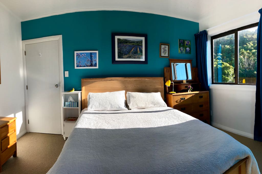 Blue room (excuse fish-eye - we really do have straight walls)