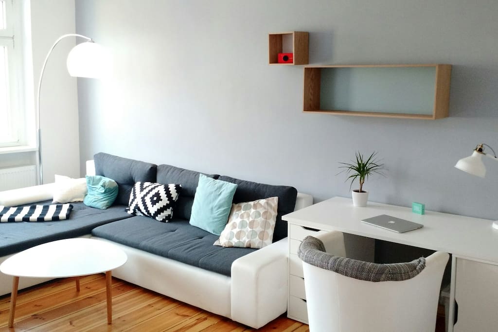 Living room - desk and couch