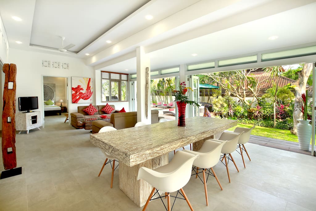 enclosed living area with sliding doors to open to the garden