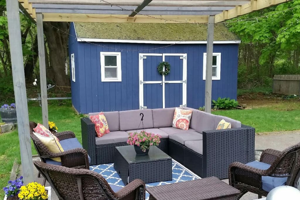 Back yard with outdoor living space
