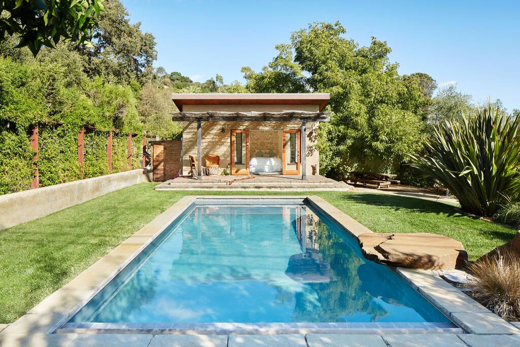 pool and pool house