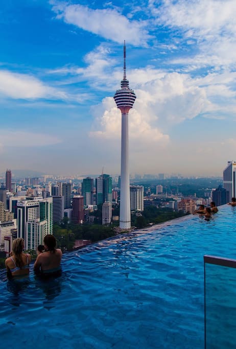 The infinity pool located on the 51st floor offers panoramic views of the Kuala Lumpur's skyline.