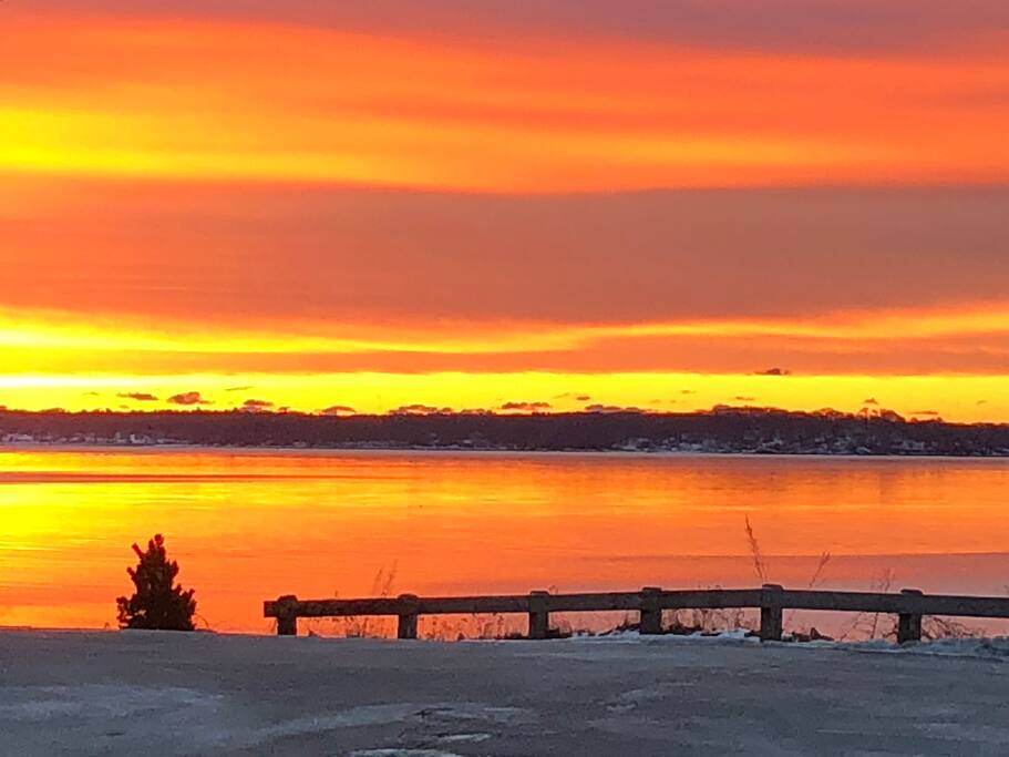 Sunrise over Casco Bay, as seen from the house