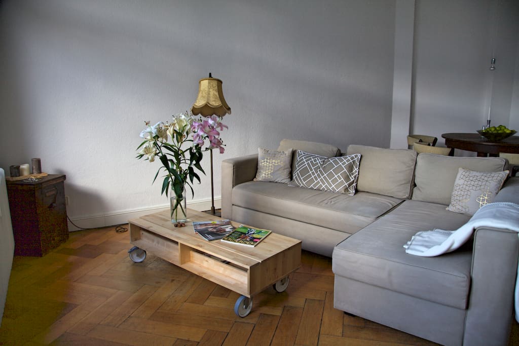 living room: couch area (can be a sleeping sofa)