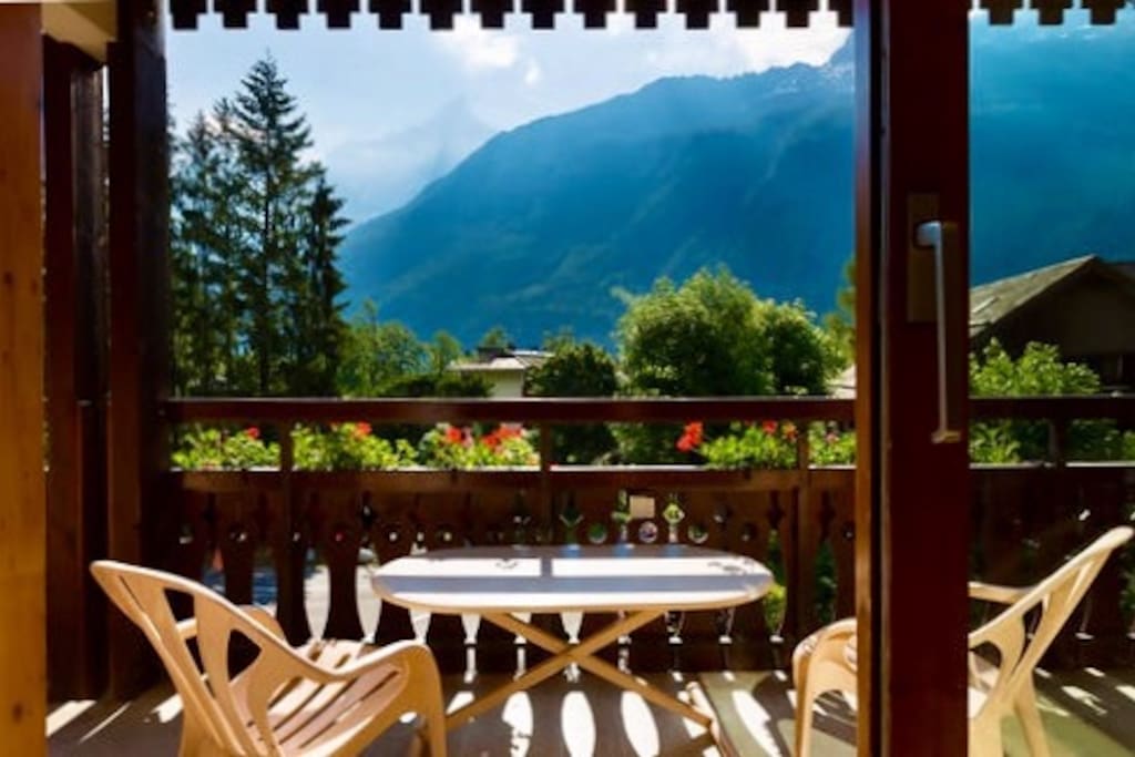 The balcony on a beautiful sunny morning in September