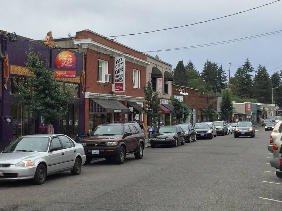Charming Multnomah Village, just a 10 minute walk from us. Part of the loveliness that is SW Portland.