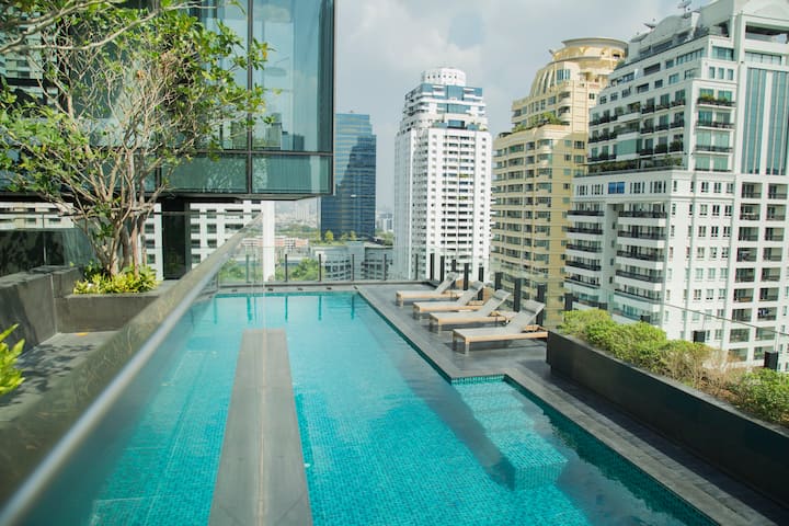 7F34#Monthly#Pool&BTS Nana&MRT Sukhumvit&Max4ppl