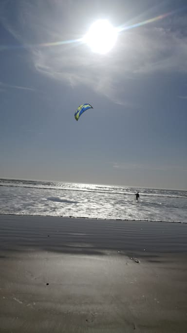 Late afternoon kitesurfing