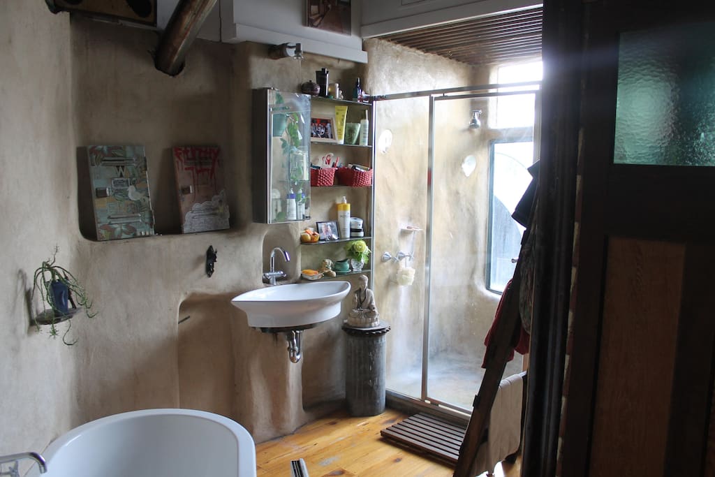 Hand rendered bathroom with a view to the paddocks