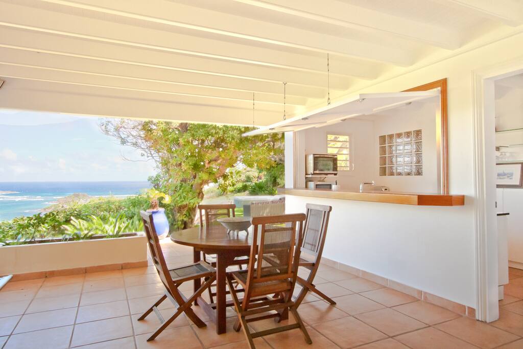 Covered terrace with a view.