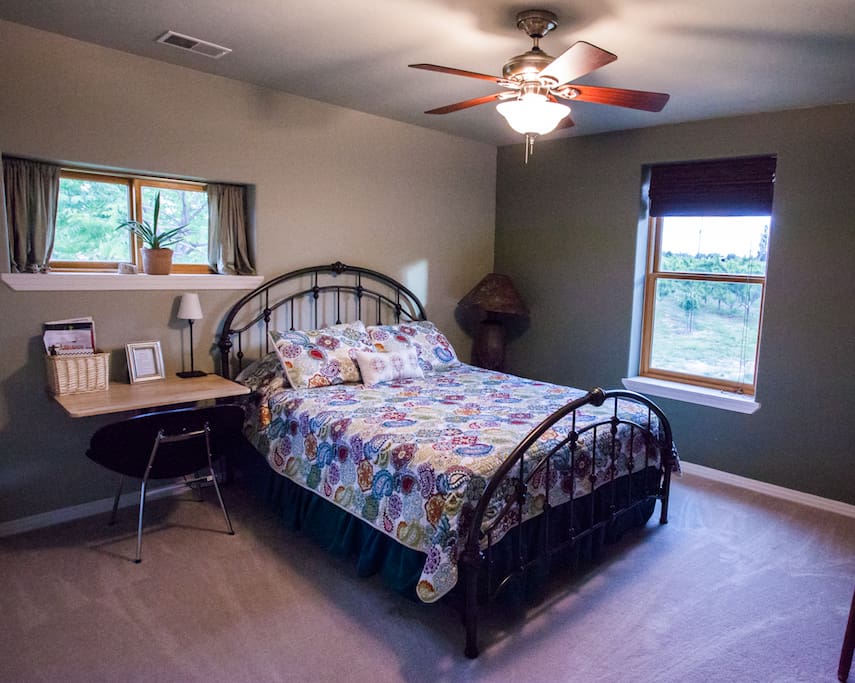 Sage Bedroom: upstairs, queen bed with adjacent full private bath.
