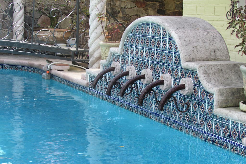 Pool fountain.