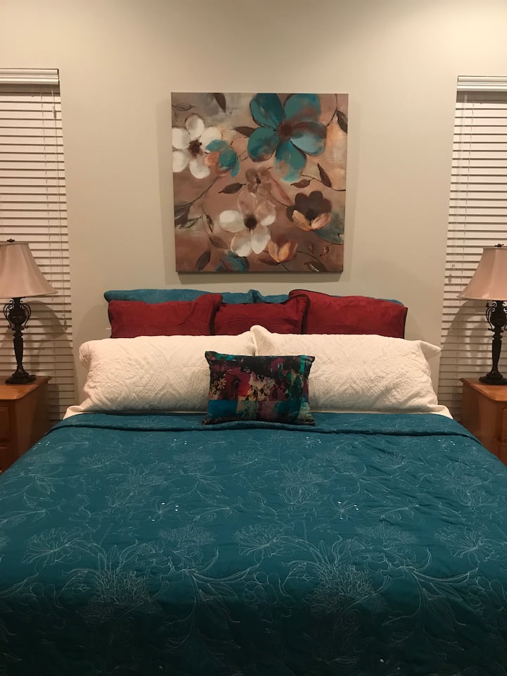 Downstairs master with king bed.