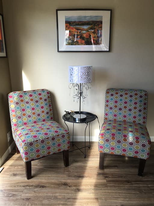 A view of an intimate corner of the den/TV room.