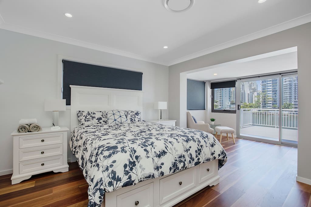 Upstairs master bedroom with water view room no six
