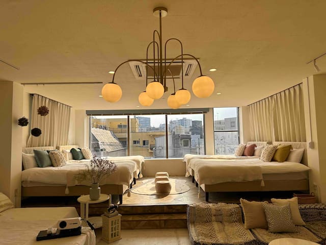 【1棟貸切270㎡】/Max34名/浅草駅徒歩3分/駐車場付2台/屋上花火絶景