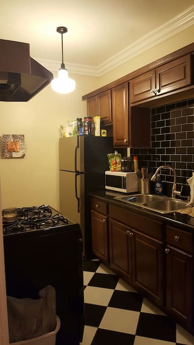 Kitchen, feel free to drink waters and use dishes and pots and pans