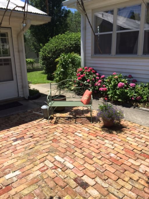 Brick patio between Main House and Guest House