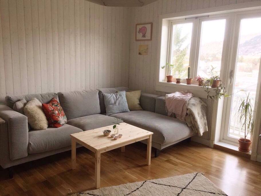 Living room and balcony.