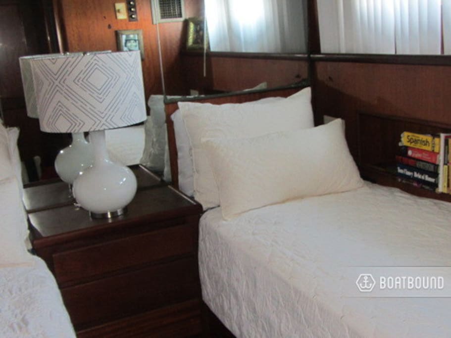 Comfortable twin beds with private bath and shower.