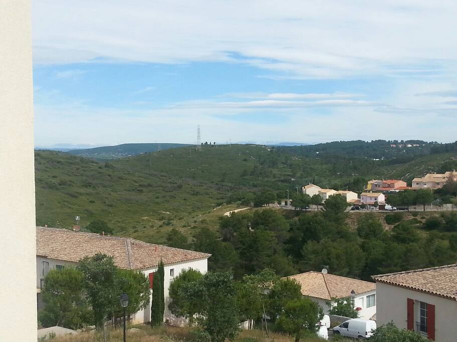 Vue sur la garrigue depuis la terrasse