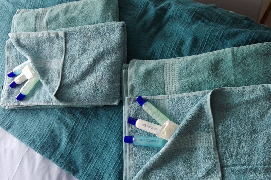 Towels, Soap, Shampoo, Lotion and Shower gel - provided in all 3 apartments