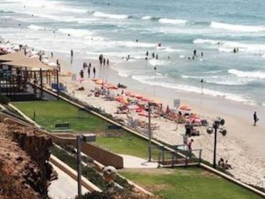 Nearest beach (Kiryat Chiam). 1 straight frequent bus ride from the door.