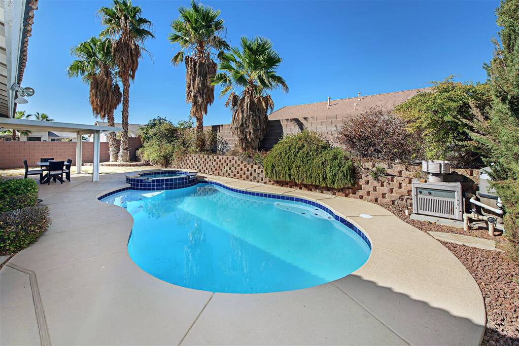 Pool and spa outside sitting area