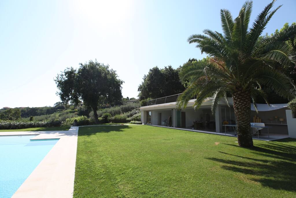 The pool house with gym, table tennis, table football, and gorgeous view of the sea.