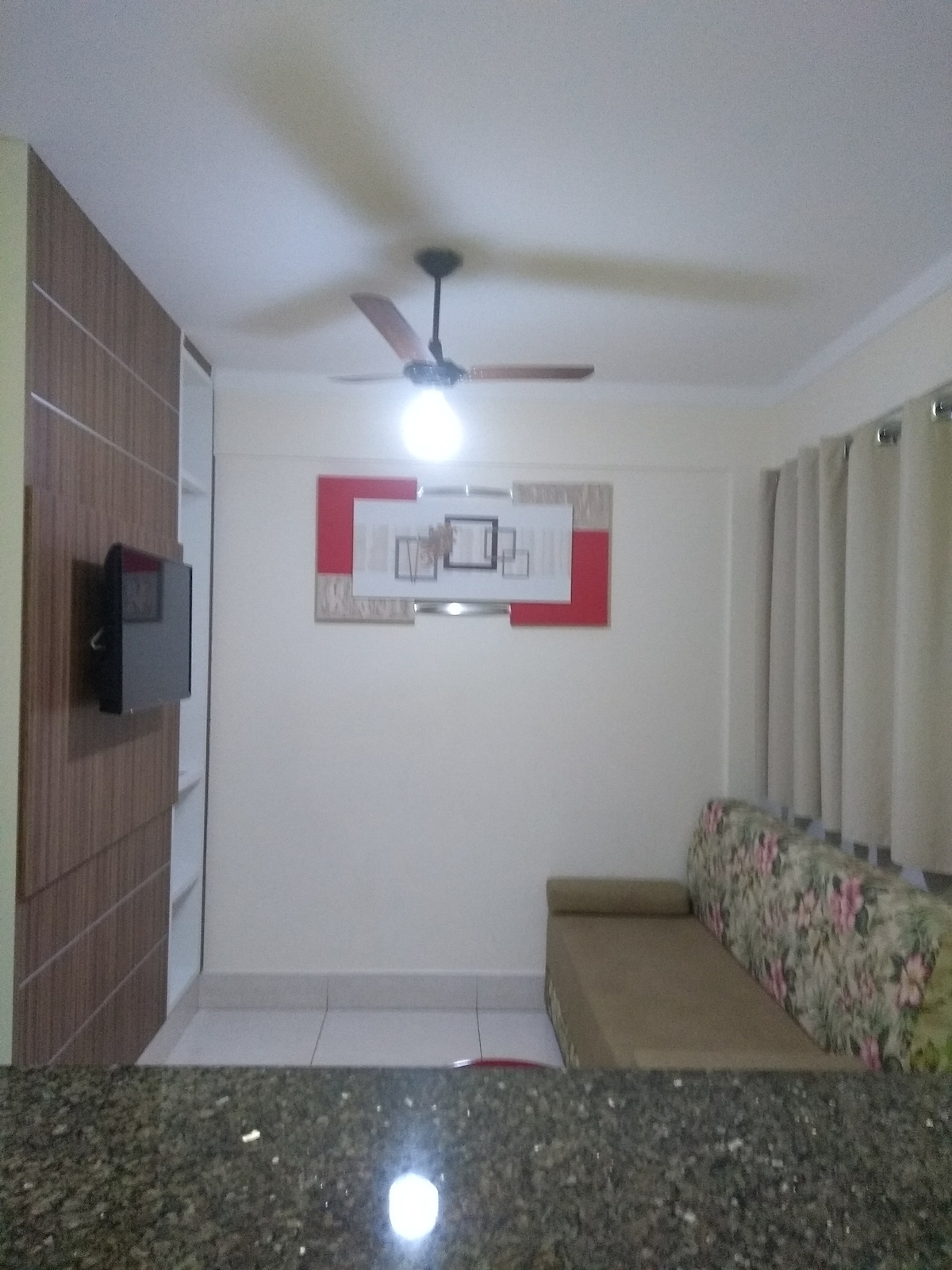 נוף אמריקאי למטבח לסלון.