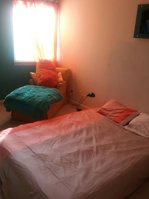 Bedroom. Queen size air mattress raised 2 feet. Sleeps 2.