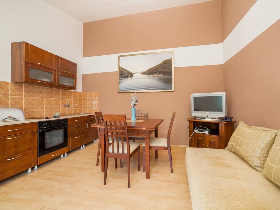 Living room with kitchen