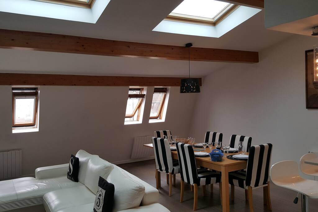 Living and dining room with nice views on St Germain rooftops
