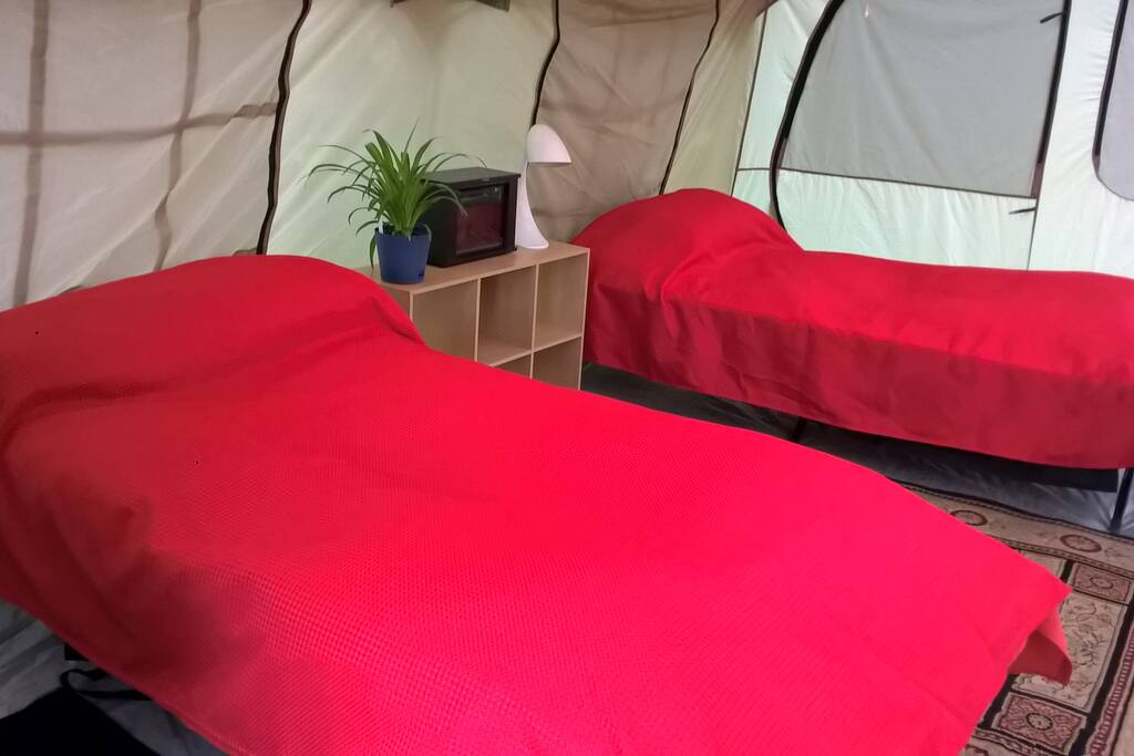 (2) XXL Gander Mountain Cots w/ Feather Beds
