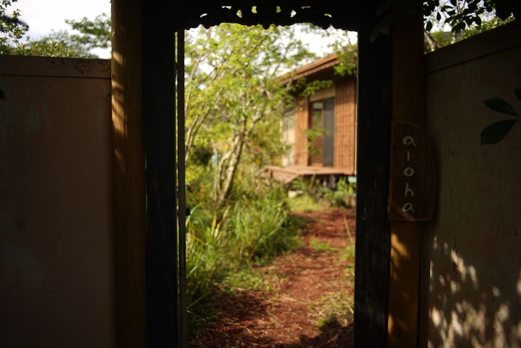 Lemongrass is a small offgrid cabin with 100% solar electricity and rainwater catchment, was built with Balinese farm house in mind. Photo taken by Christy Handel and David Kamenar HI